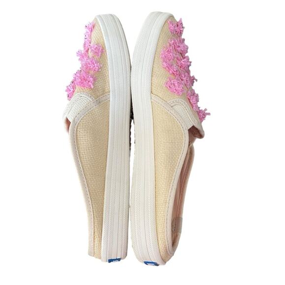 Kate Spade X Keds Mule Slide Sneaker Raffia Straw Pink Tan size 8.5 - Picture 9 of 11